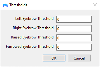 Threshold configuration screen
